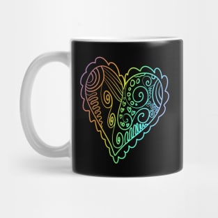 Rainbow Ombre Doodle Heart Mug